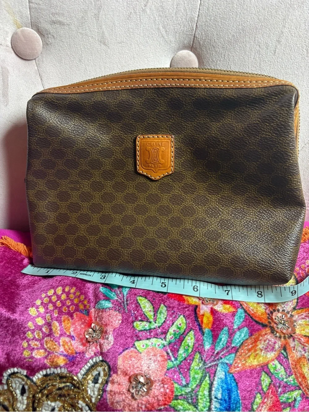 Celine Macadam coated canvas macadam triomphe Toiletry Pouch
